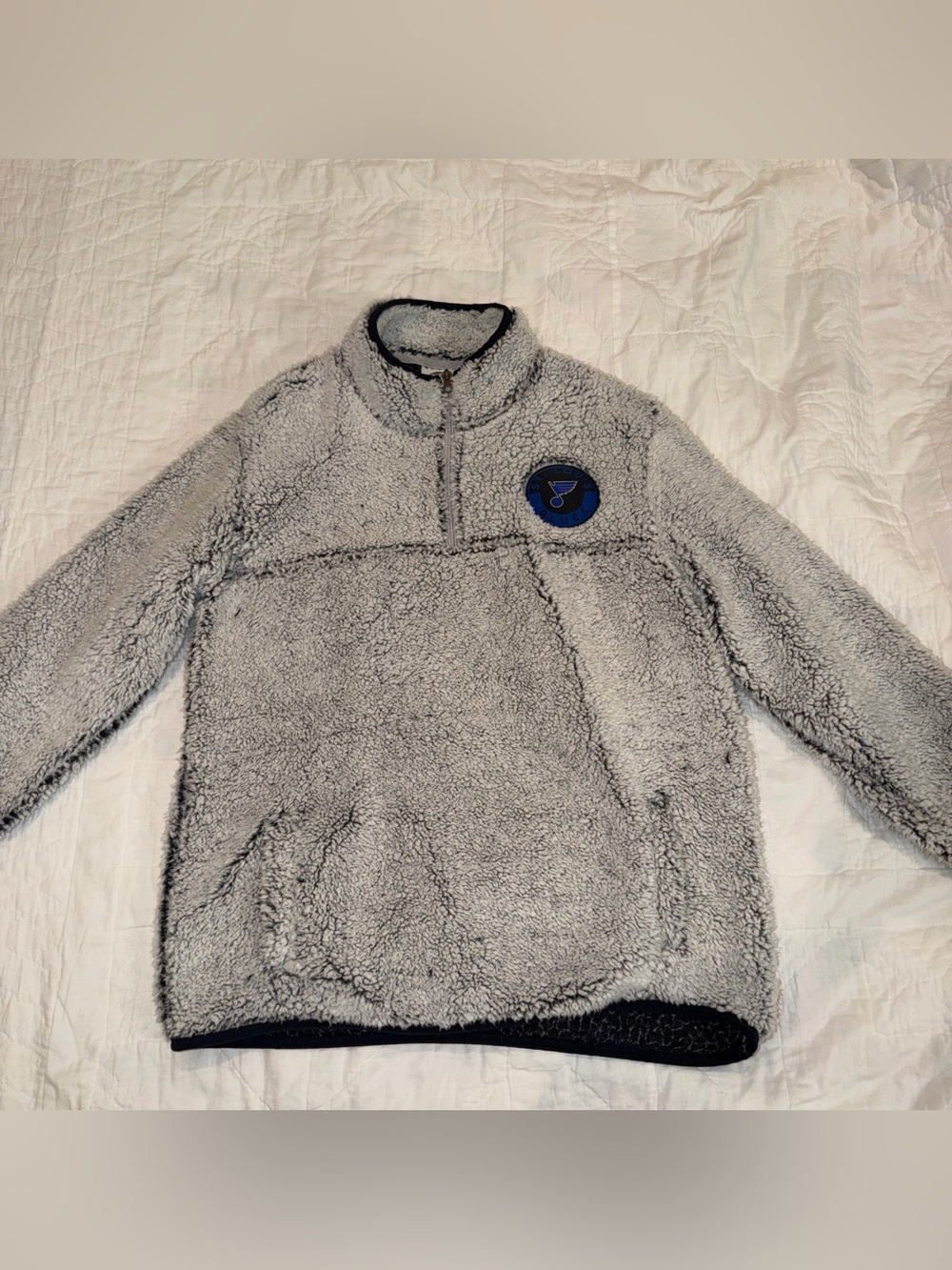 Kids Plush Quarter-Zip Fleece Pullover Jacket - Light Gray